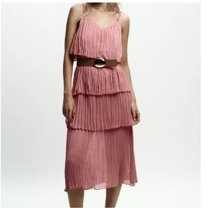 NWT Zara Pink Layered Midi Dress